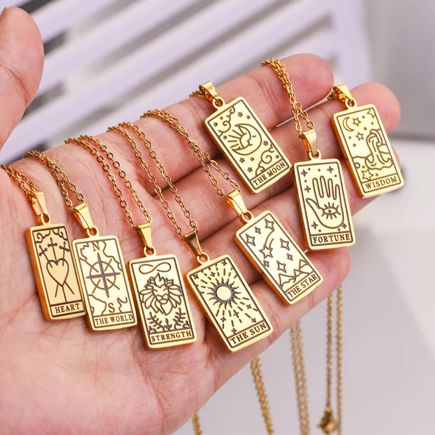 Engraved Tarot Card Necklace