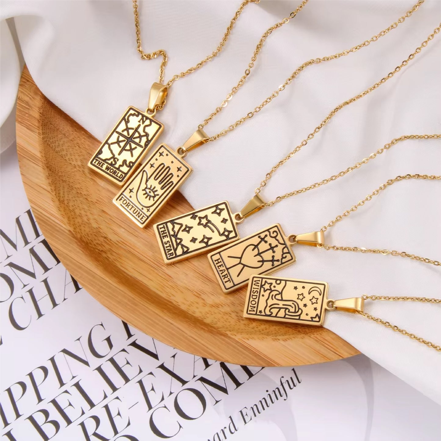 Engraved Tarot Card Necklace