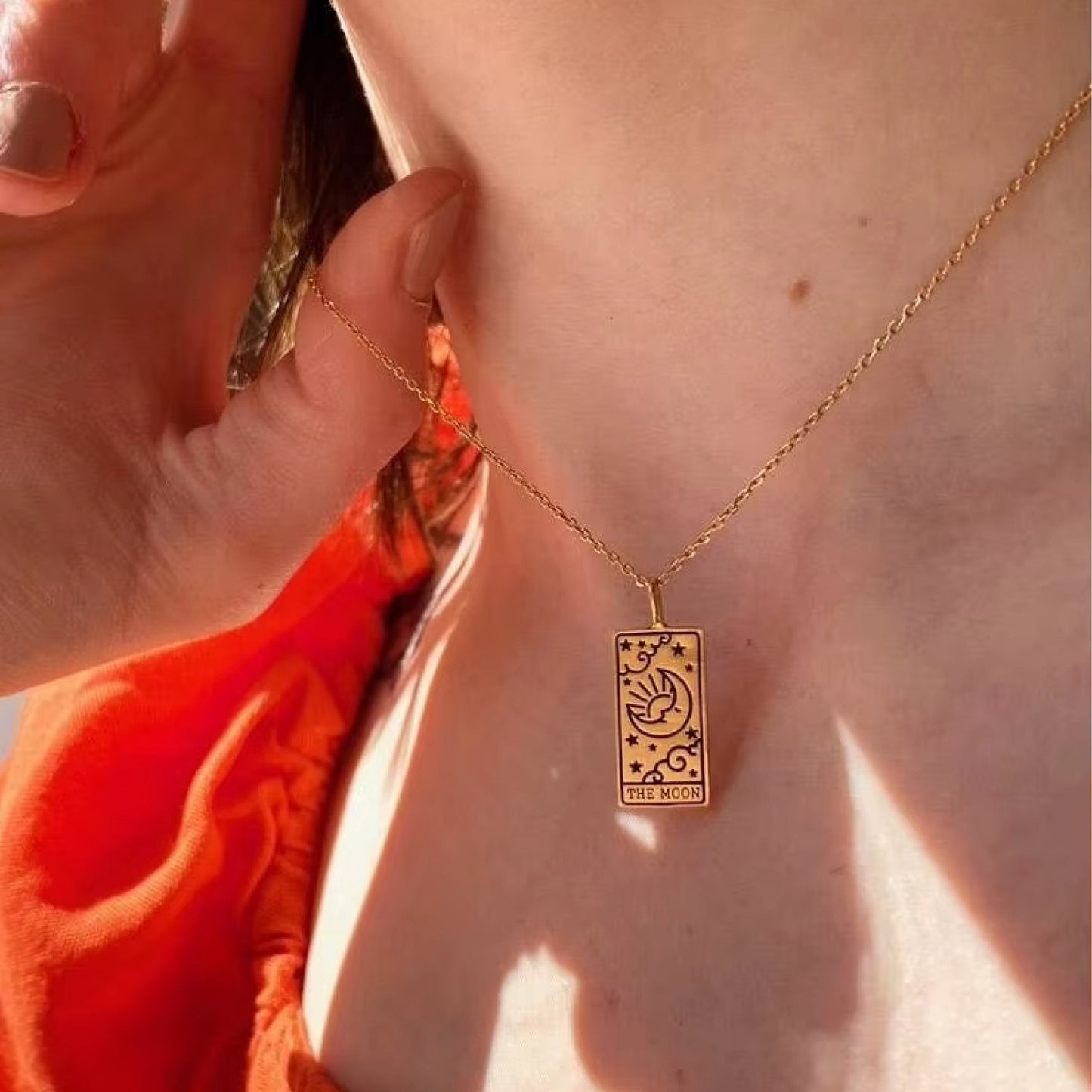 Engraved Tarot Card Necklace
