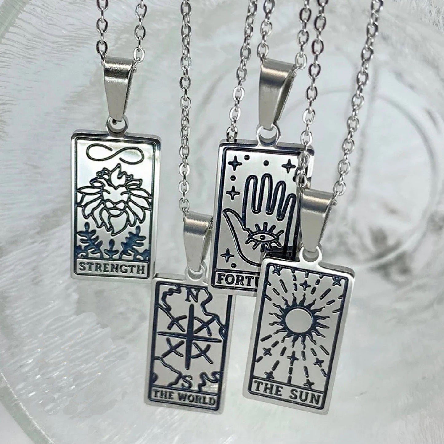 Engraved Tarot Card Necklace