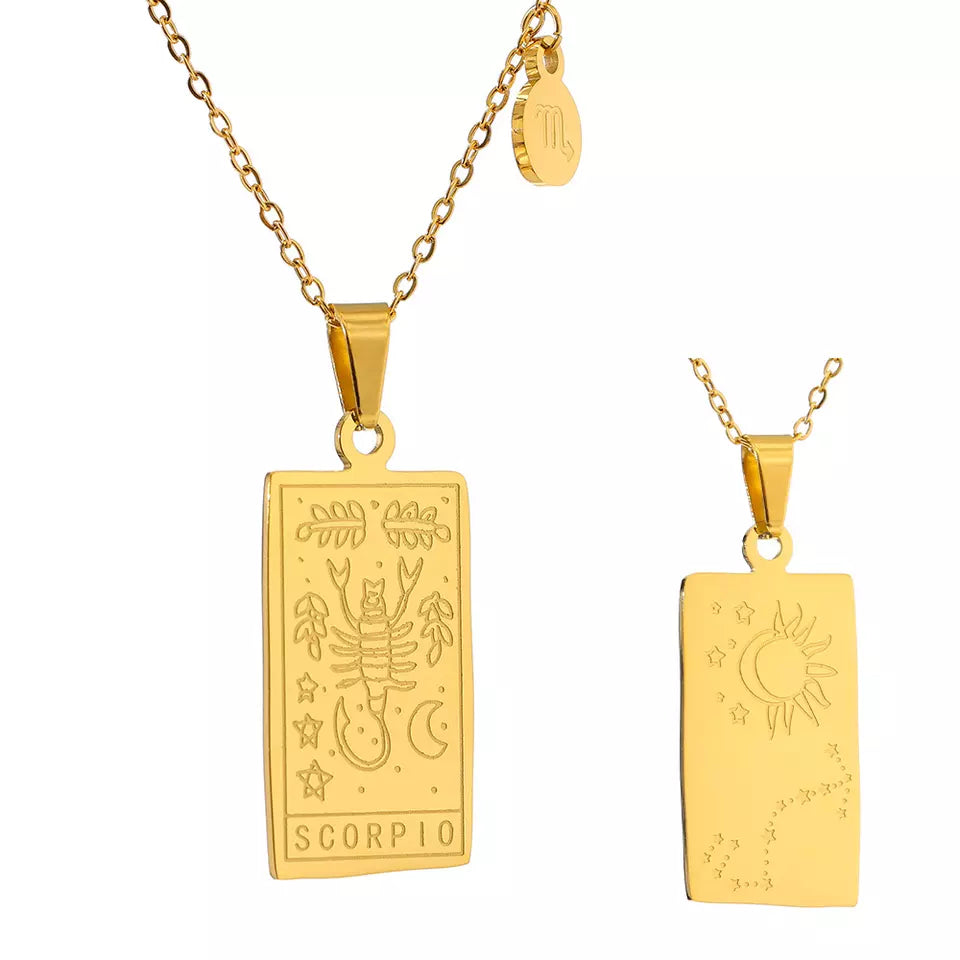 Engraved Zodiac Necklace